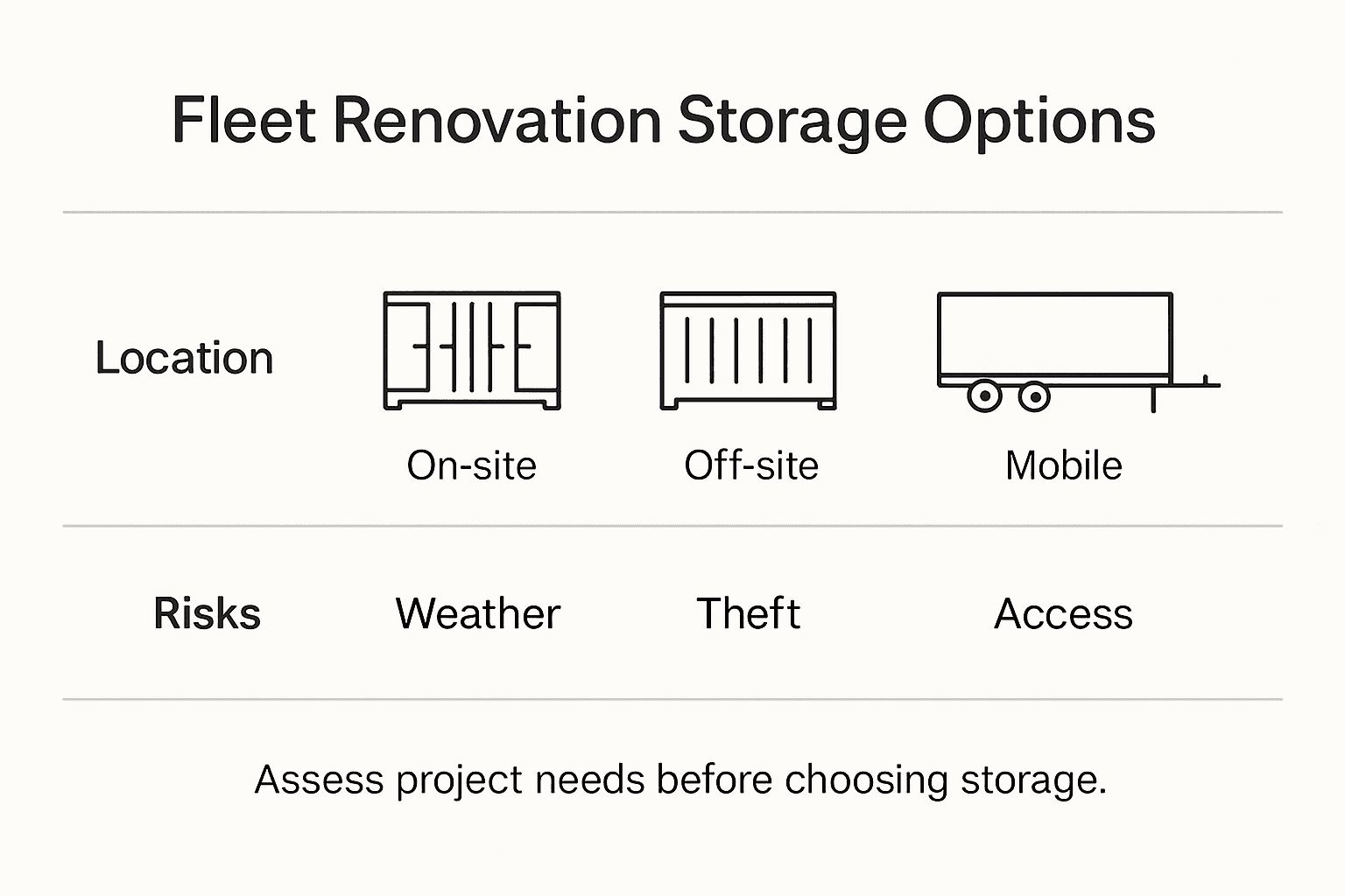 Infographic showing fleet storage options and risks