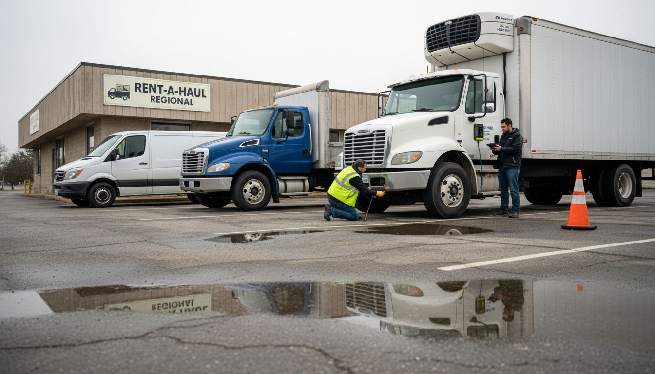 Rental trucks parked at local agency