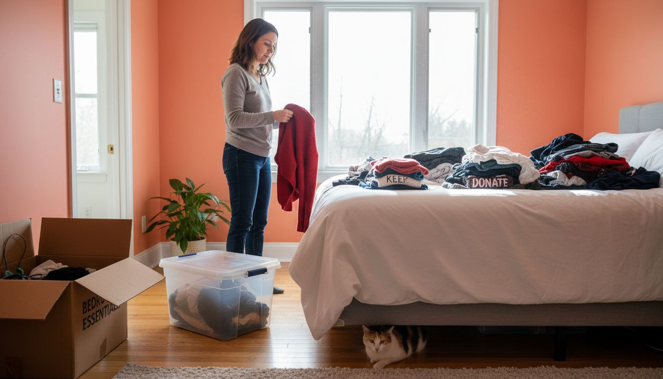 Room by room decluttering donation sorting