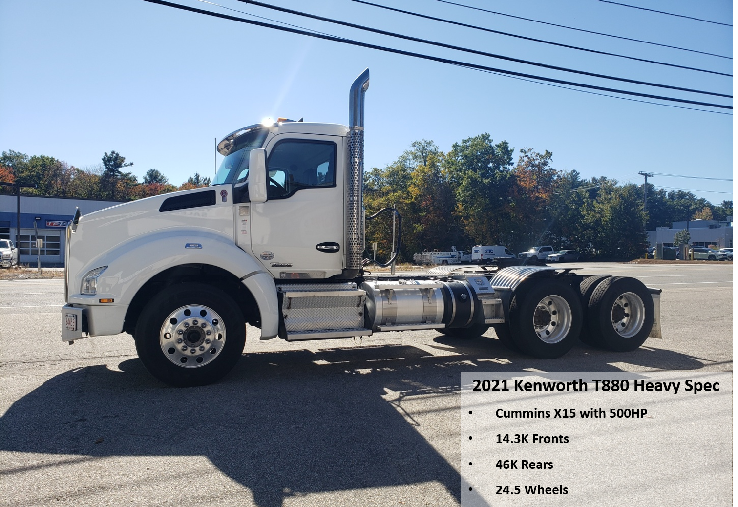 white Kenworth T880 semi truck with a Cummin X15 Engine for sale