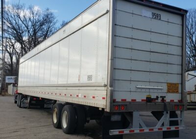 a 53 foot white semi trailer for road or storage at Apple Truck and Trailer